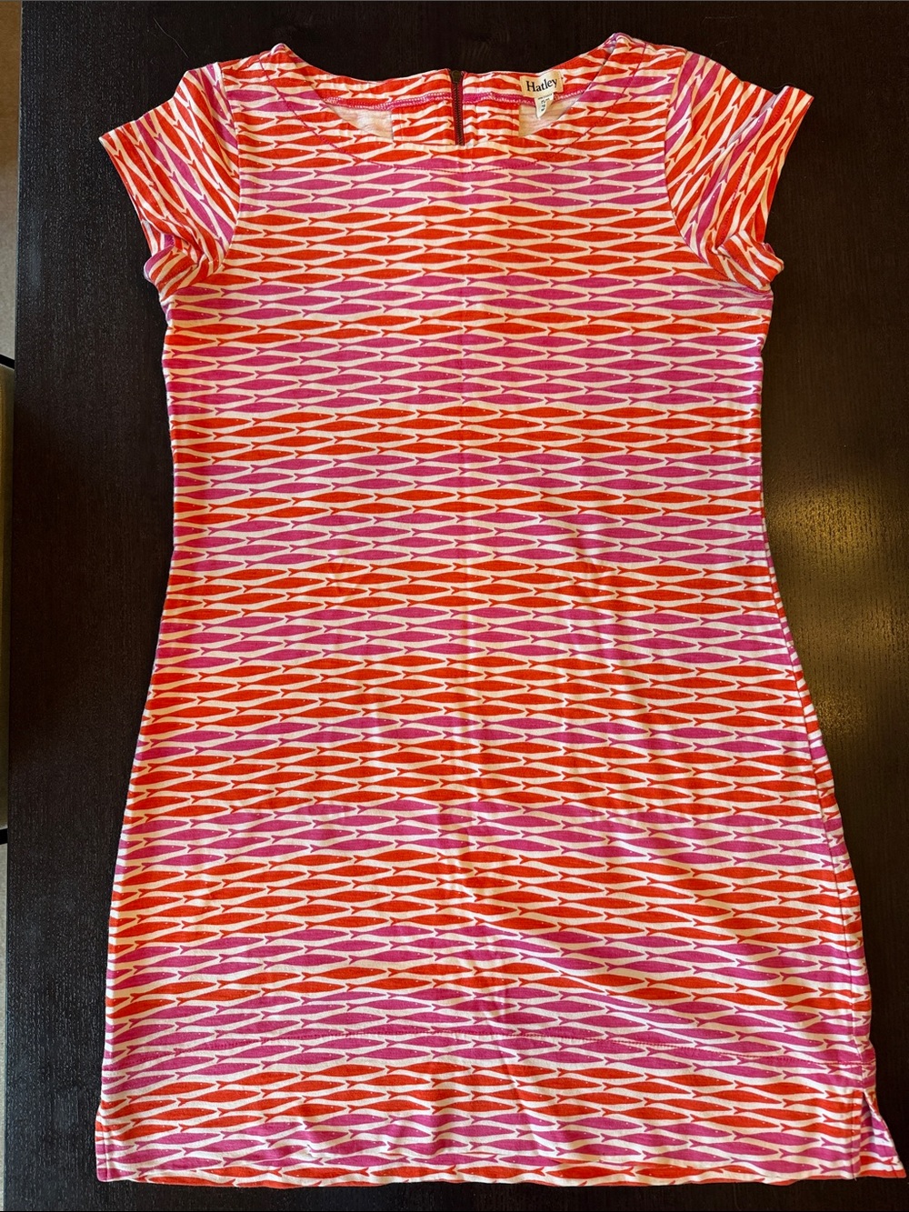 Hatley Bright Orange & Pink Fish Patterned Short-Sleeve Shift Dress
